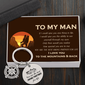 Compass Keychain - Hiking - To My Man - I Love You To The Mountains & Back - Gkw26018