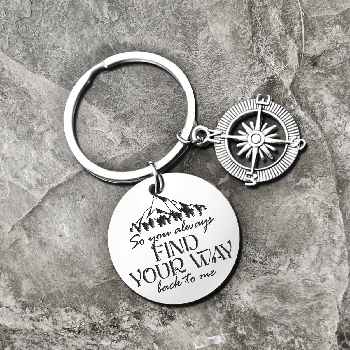 Compass Keychain - Hiking - To My Man - You Are My Home And My Adventure All At Once - Gkw26026