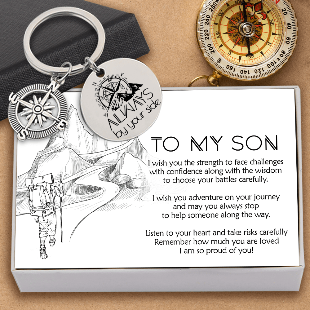 Compass Keychain - Hiking - To My Son - I Wish You Adventure On Your Journey  - Gkw16013