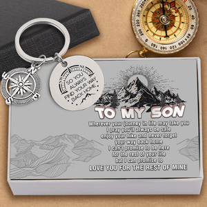 Compass Keychain - Hiking - To My Son - Love You For The Rest Of Mine - Gkw16007