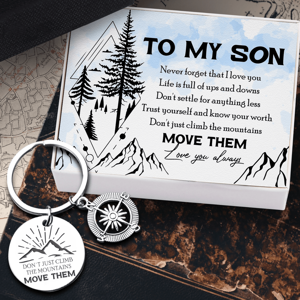 Compass Keychain - Hiking - To My Son - Never Forget That I Love You - Gkw16012
