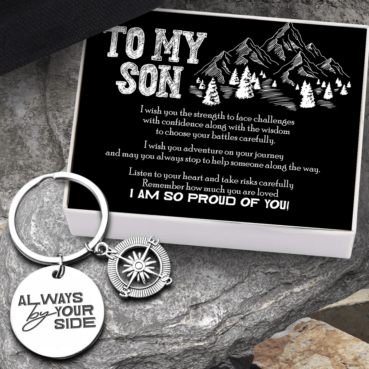 Compass Keychain - Hiking - To My Son - Remember How Much You Are Loved - Gkw16017