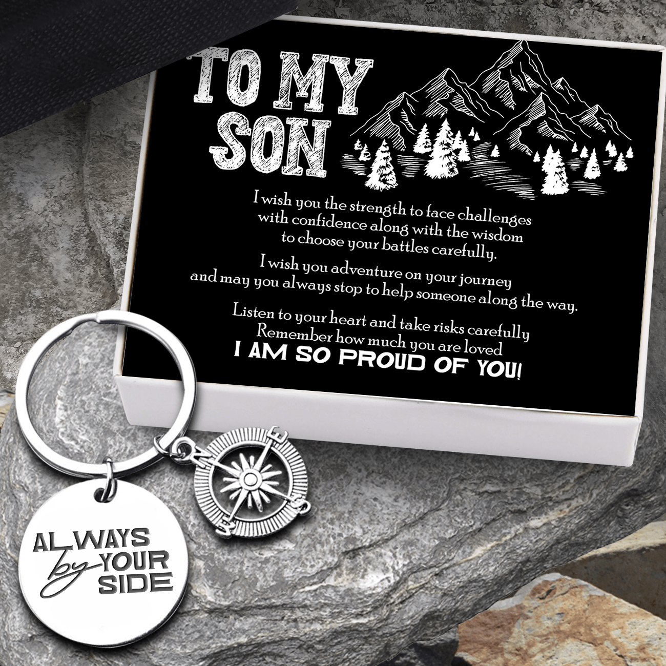 Compass Keychain - Hiking - To My Son - Remember How Much You Are Loved - Gkw16017