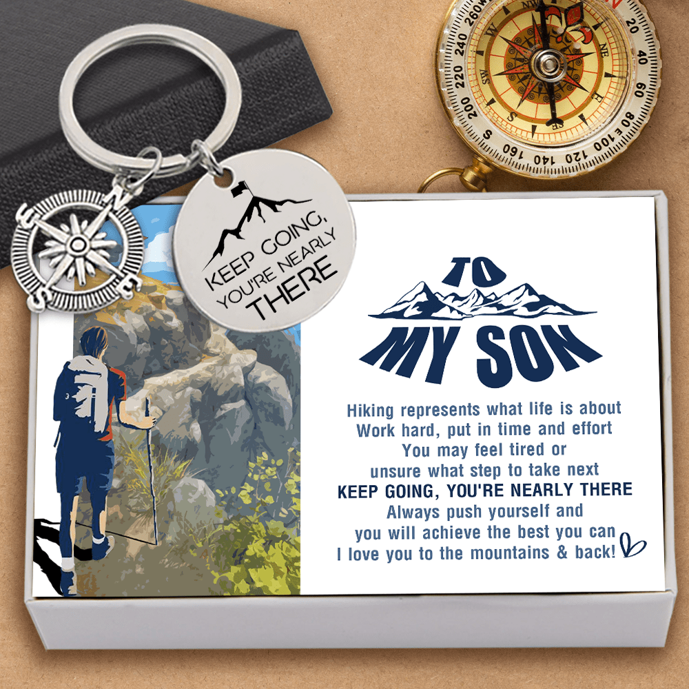 Compass Keychain - Hiking - To My Son - Work Hard, Put In Time And Effort - Gkw16014