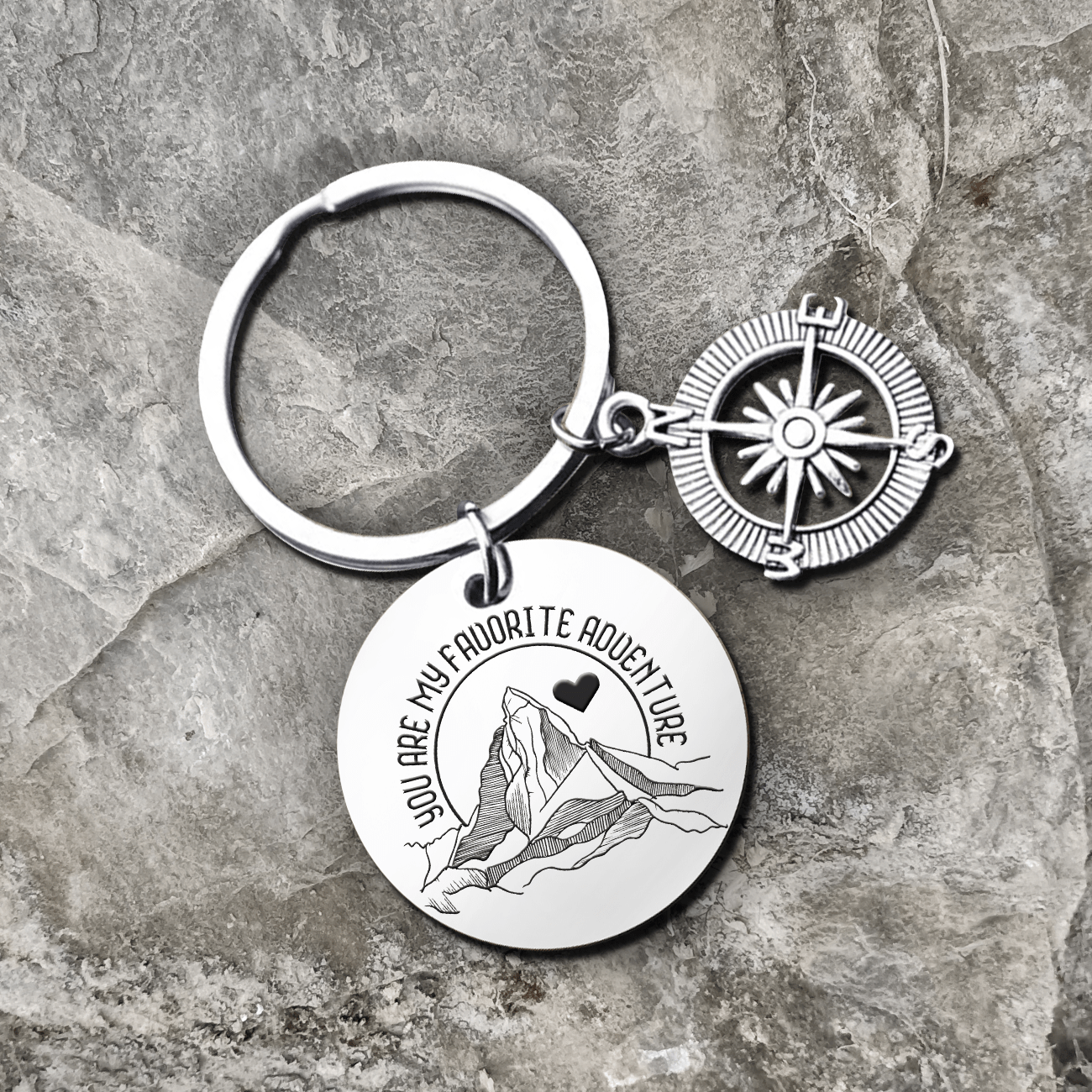 Compass Keychain - Hiking - To My Soulmate - I Love You To The Mountains And Back - Gkw13014