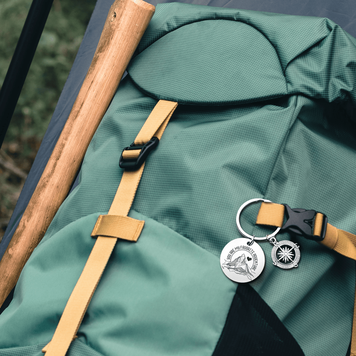 Compass Keychain - Hiking - To My Soulmate - I Love You To The Mountains And Back - Gkw13014