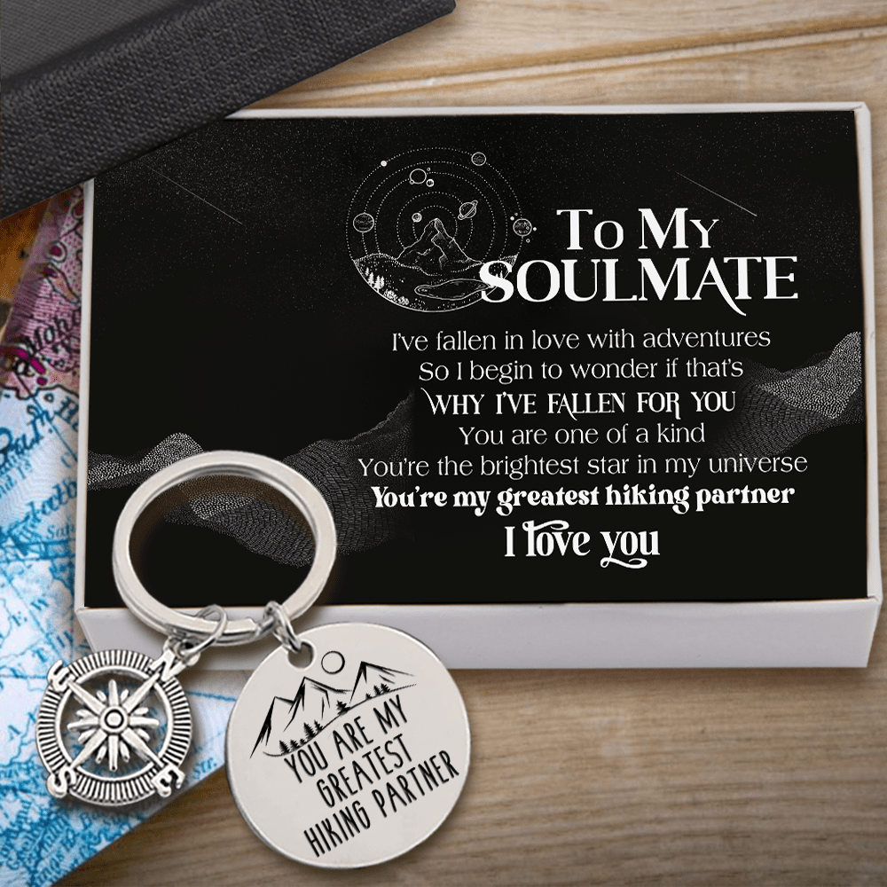 Compass Keychain - Hiking - To My Soulmate - You Are The Brightest Star In My Universe - Gkw13019