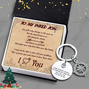 Compass Keychain - Tattoo - To My Son - I Love You - Gkw16009