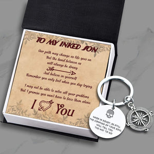 Compass Keychain - Tattoo - To My Son - I Love You - Gkw16009