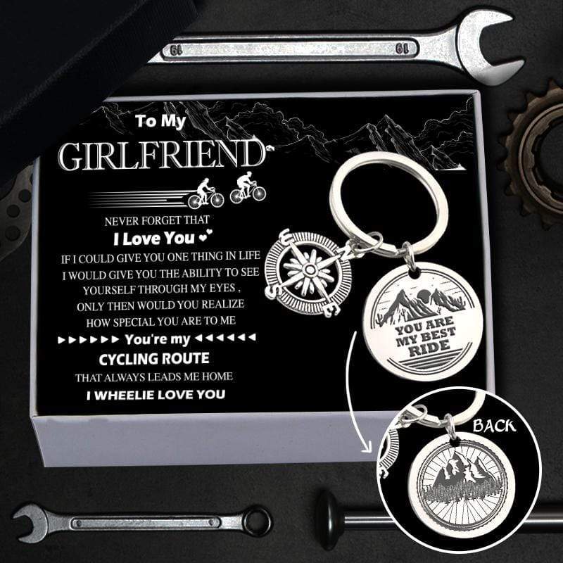 Compass Keychain  - To My Girlfriend - You Are My Cycling Route - Gkw13008