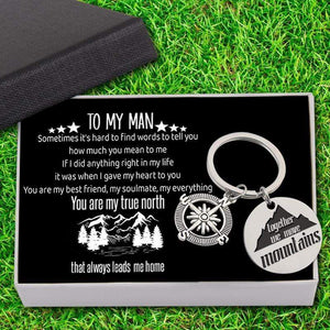 Compass Keychain - To My Man - Together We Move Mountains - Gkw26012
