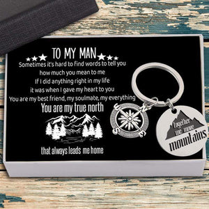 Compass Keychain - To My Man - Together We Move Mountains - Gkw26012