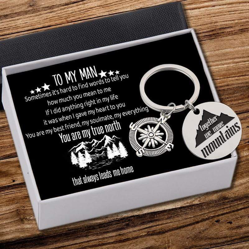 Compass Keychain - To My Man - Together We Move Mountains - Gkw26012