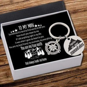 Compass Keychain - To My Man - Together We Move Mountains - Gkw26012