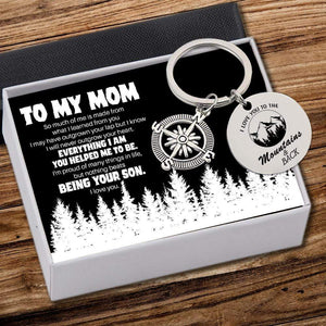 Compass Keychain - Travel - From Son - To My Mom - I Love You To The Mountains And Back - Gkw19004