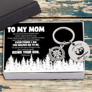 Compass Keychain - Travel - From Son - To My Mom - I Love You To The Mountains And Back - Gkw19004