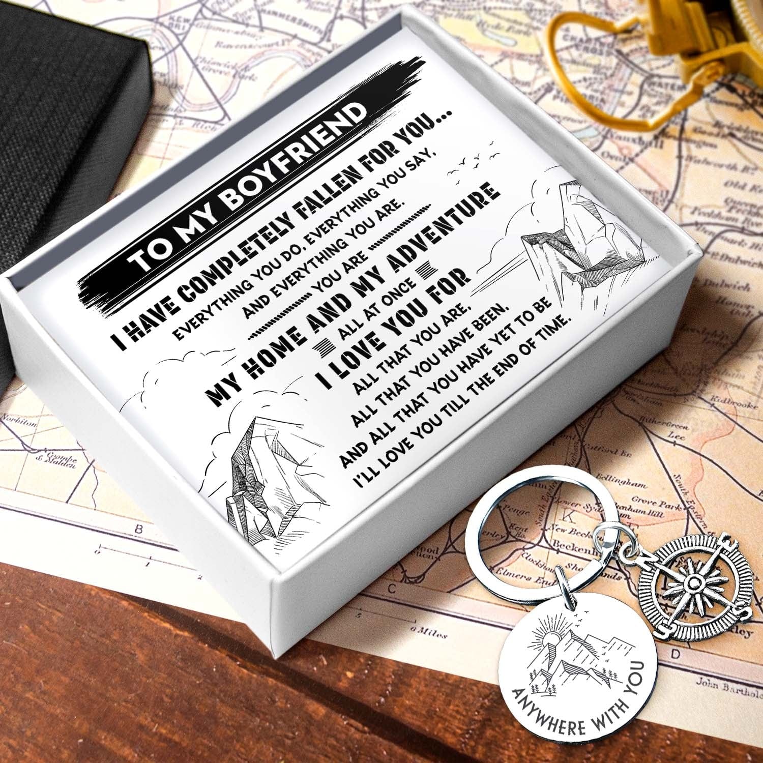 Compass Keychain - Travel - To My Boyfriend - I Love You For - Gkw12002