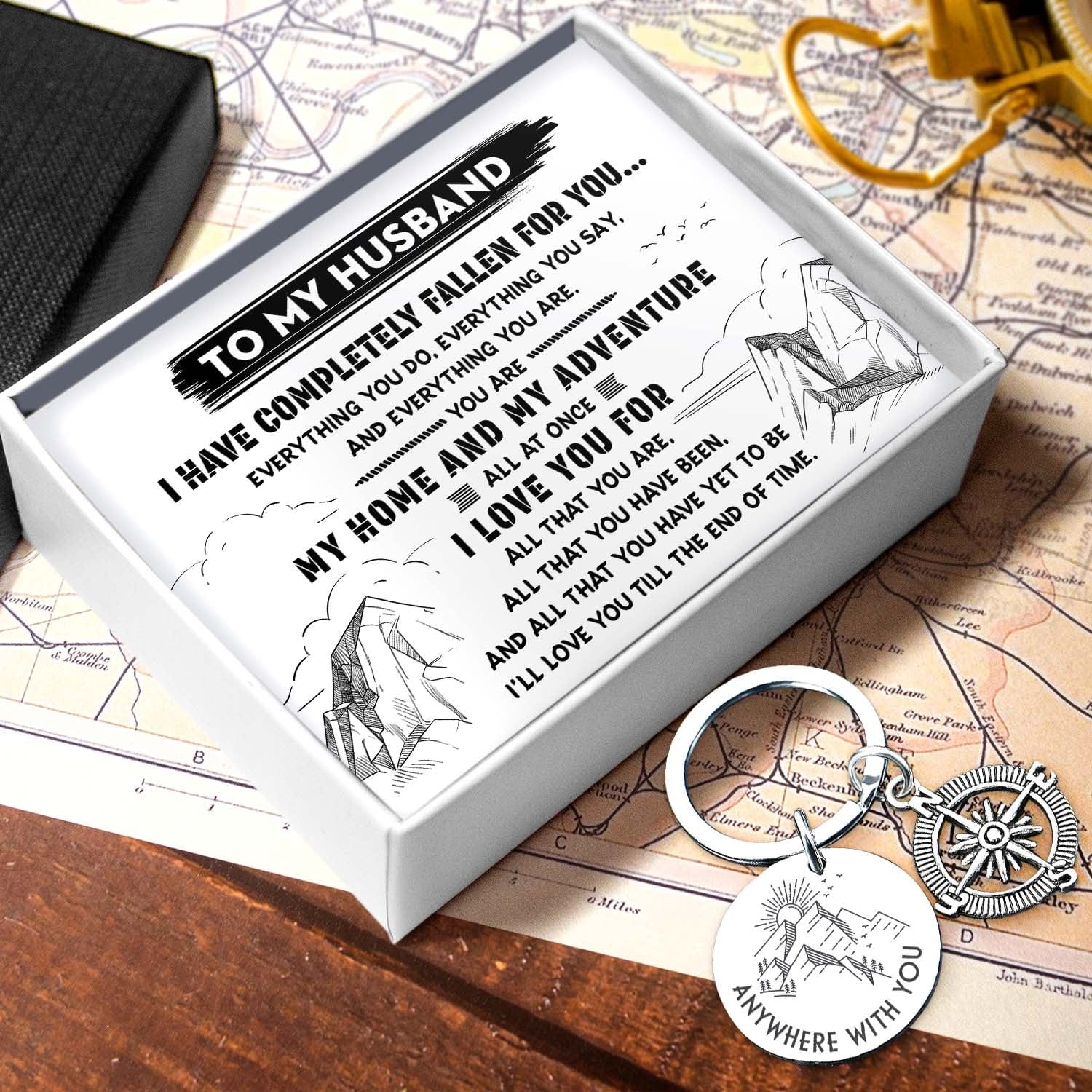Compass Keychain - Travel - To My Husband - I Love You For - Gkw14004