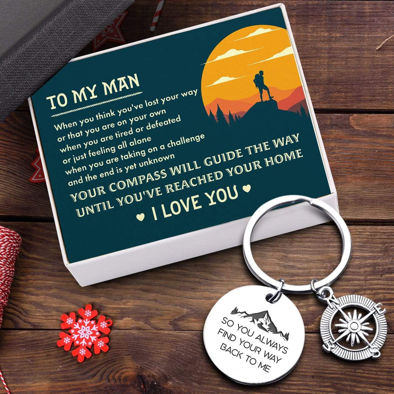Compass Keychain - Travel - To My Man - So You Always Find Your Way Back To Me - Gkw26016