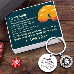 Compass Keychain - Travel - To My Man - So You Always Find Your Way Back To Me - Gkw26016