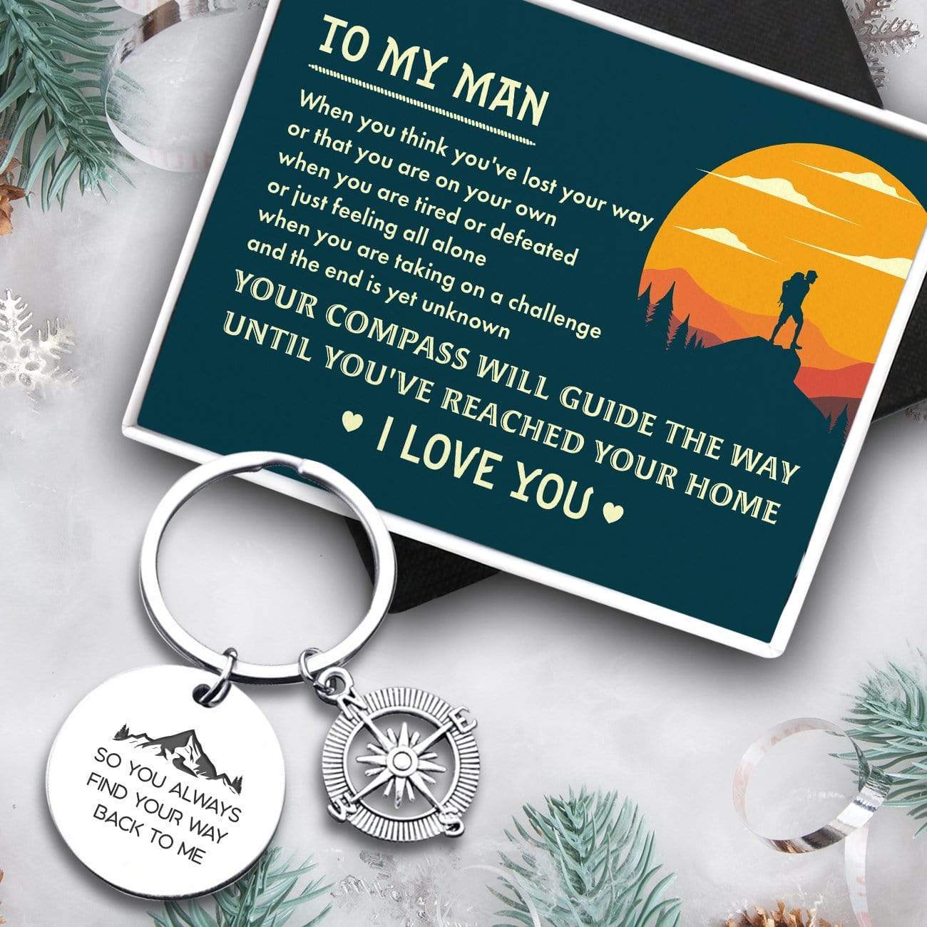 Compass Keychain - Travel - To My Man - So You Always Find Your Way Back To Me - Gkw26016