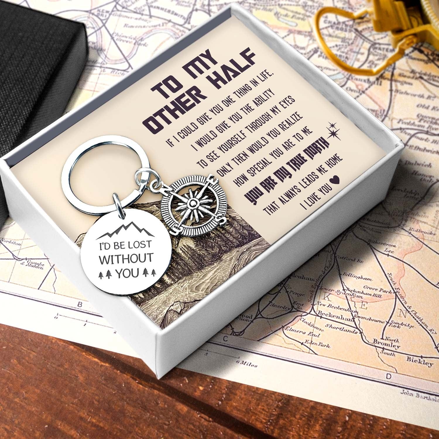 Compass Keychain - Travel - To My Man - You Are My True North - Gkw26023