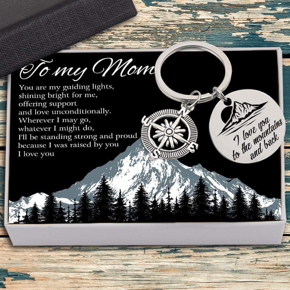 Compass Keychain - Travel- To My Mom - Because I Was Raised By You  - Gkw19002