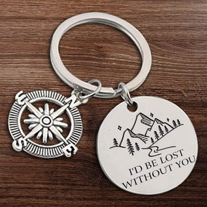 Compass Keychain - Travel - To My Mom - I'd Be Lost Without You  - Gkw19006