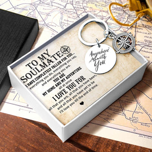 Compass Keychain - Travel - To My Soulmate - I Love You For - Gkw13017