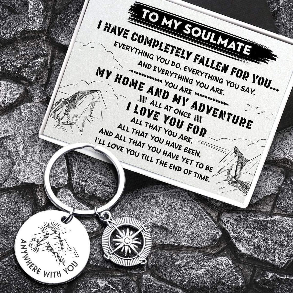 Compass Keychain - Travel - To My Soulmate - You Are My Home - Gkw13011