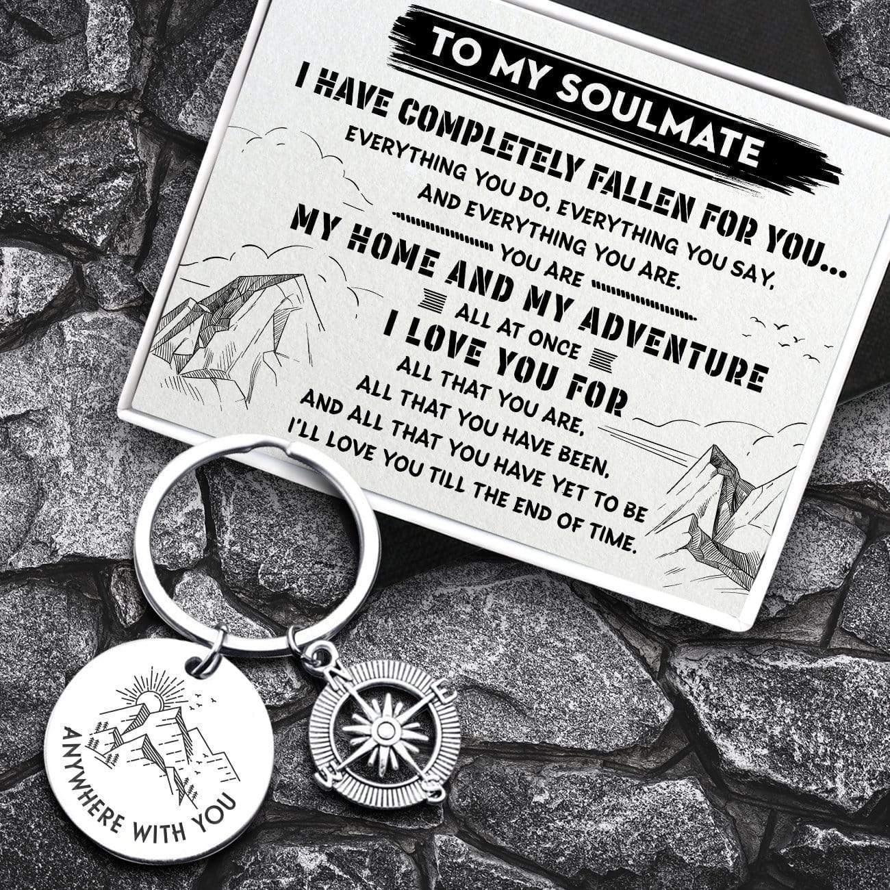 Compass Keychain - Travel - To My Soulmate - You Are My Home - Gkw13011