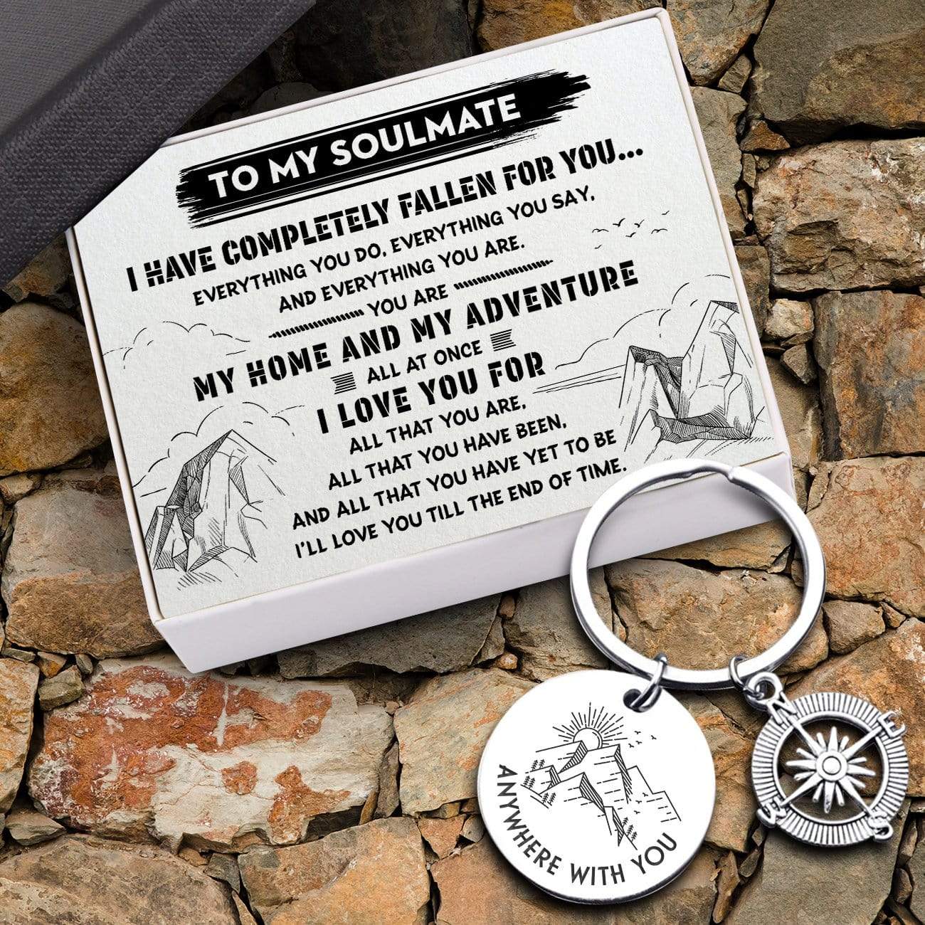 Compass Keychain - Travel - To My Soulmate - You Are My Home - Gkw13011