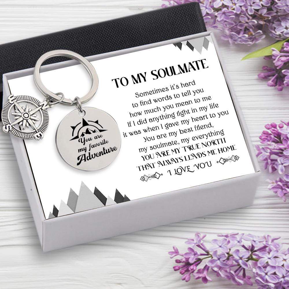 Compass Keychain - Travel - To My Soulmate - You Are My True North That Always Leads Me Home - Gkw13012