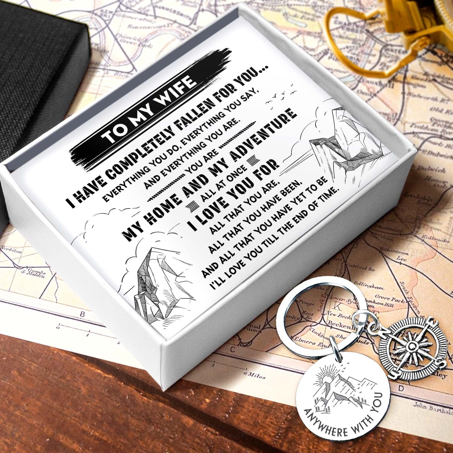 Compass Keychain - Travel - To My Wife - I Love You For - Gkw15013