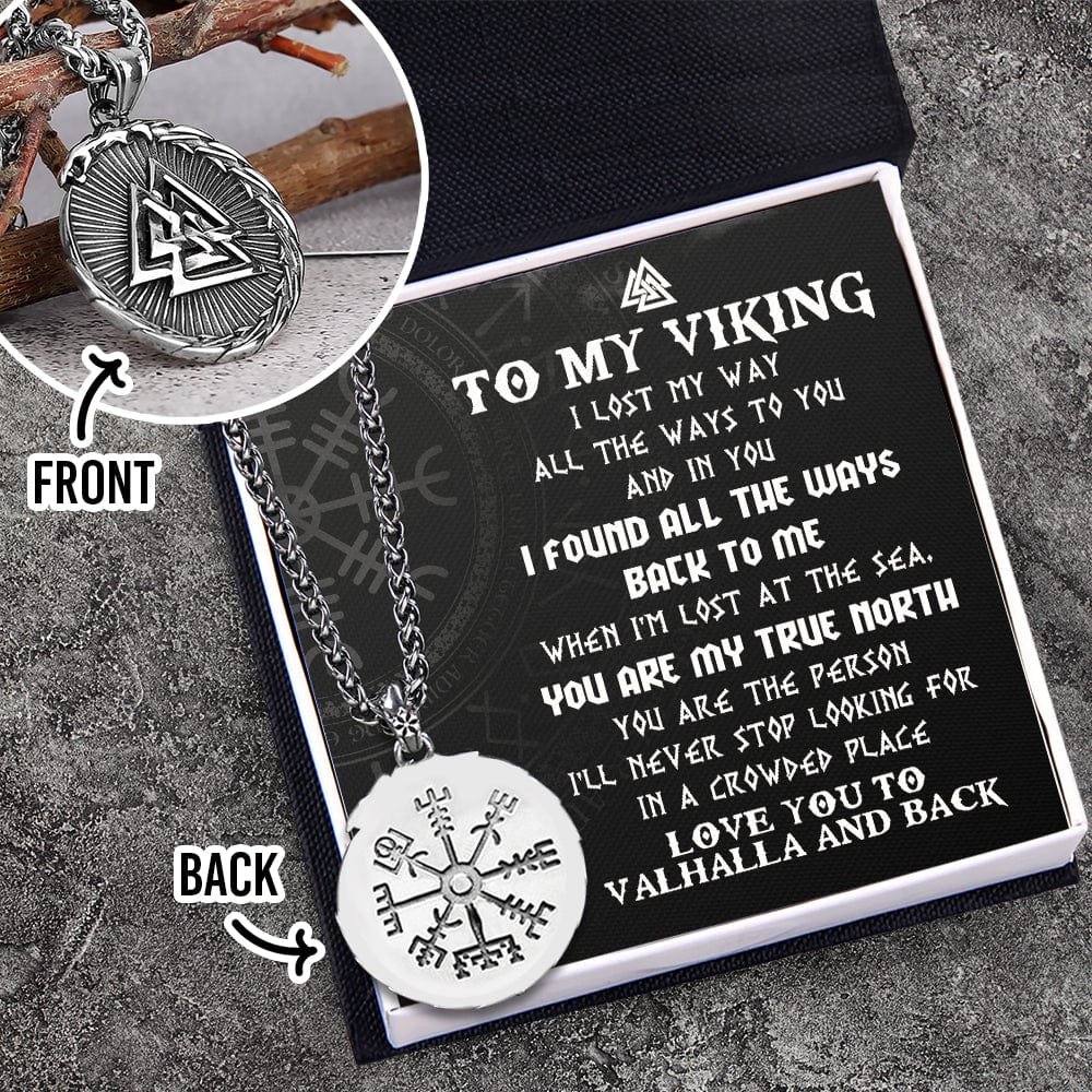 compass nordic necklace viking to my viking man i love you to valhalla and back gnfv26004