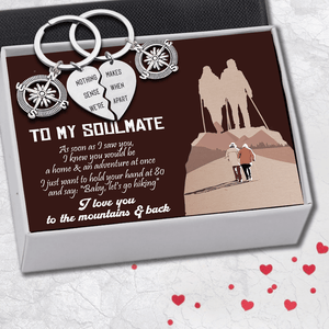 Compass Puzzle Keychains - Hiking - To My Soulmate - "Baby, Let's Go Hiking" - Gkdf13004