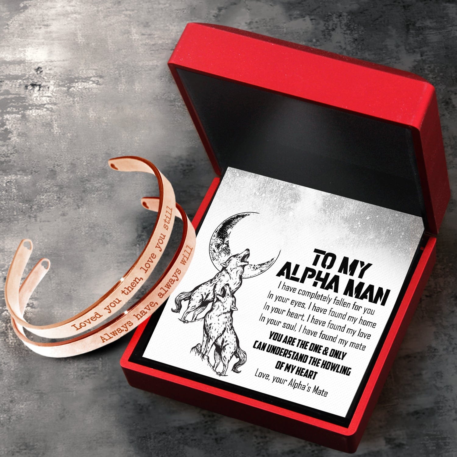 Couple Bracelets - Wolf - To My Alpha Man - I Have Completely Fallen For You - Gbt26047