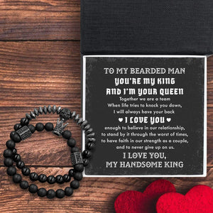 Couple Crown And Skull Bracelets - Beard - To My Bearded Man - I Love You Enough To Believe In Our Relationship - Gbu26016