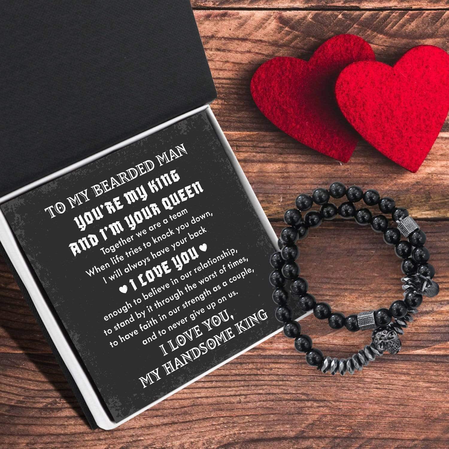 Couple Crown And Skull Bracelets - Beard - To My Bearded Man - I Love You Enough To Believe In Our Relationship - Gbu26016