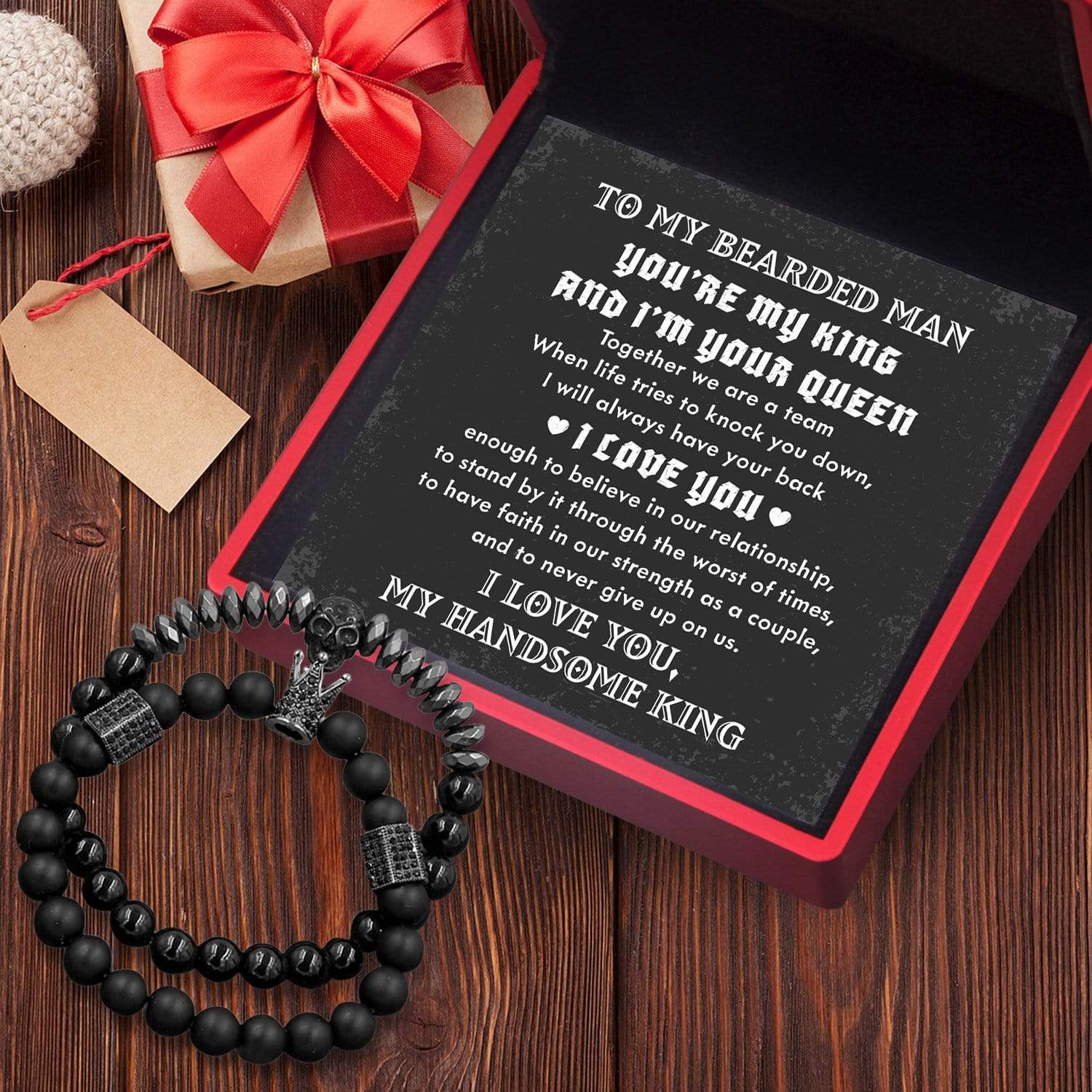 Couple Crown And Skull Bracelets - Beard - To My Bearded Man - I Love You Enough To Believe In Our Relationship - Gbu26016