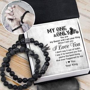 Couple Crown and Skull Bracelets - Biker - To My Queen - My One And Only - Gbu13004