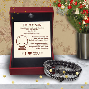 Couple Crown and Skull Bracelets - Skull & Tattoo - To My Son - Go Forth And Live Your Dream - Gbu16001