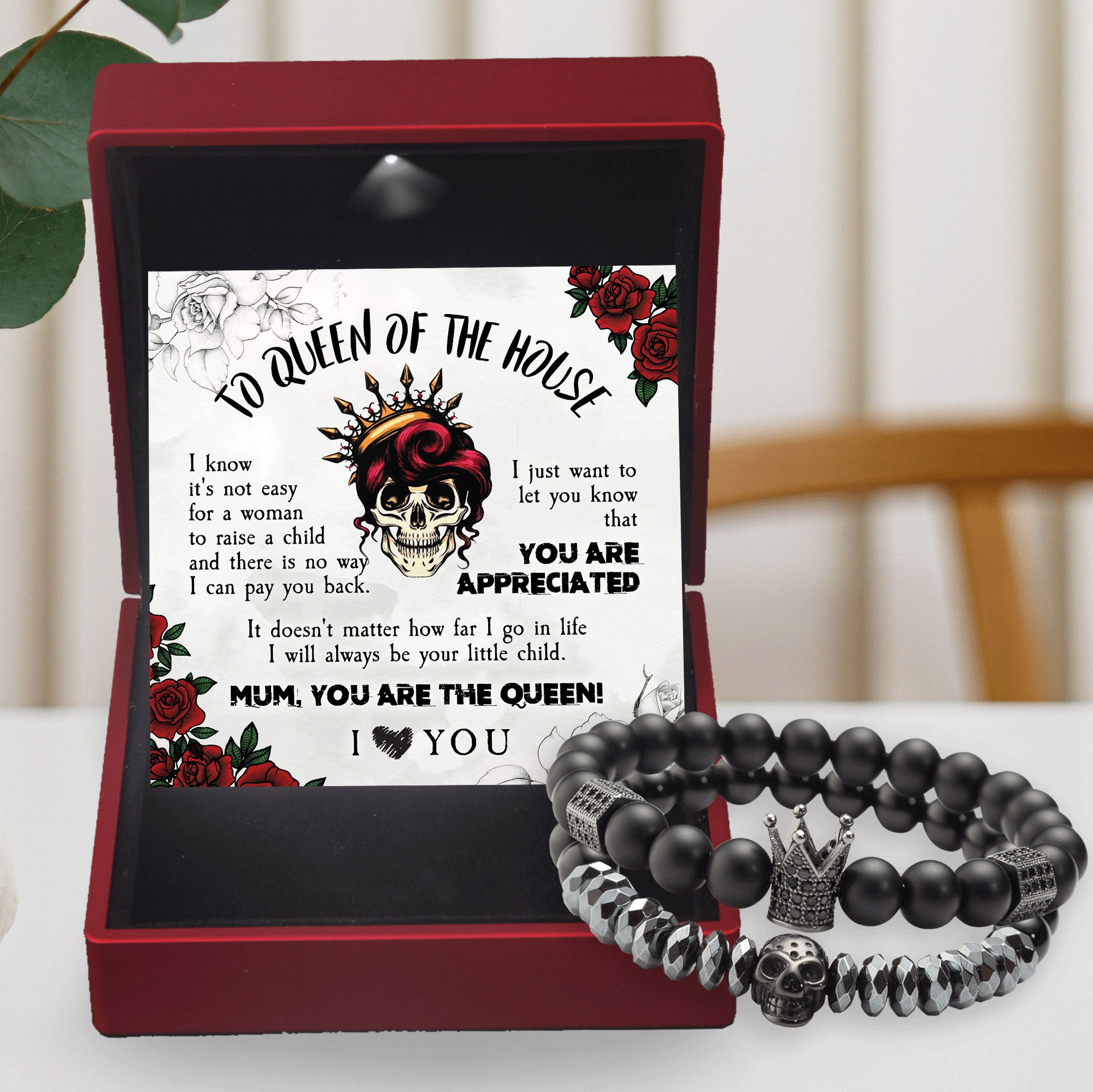 Couple Crown and Skull Bracelets - Skull - To My Mum - I Will Always Be Your Little Child - Gbu19005