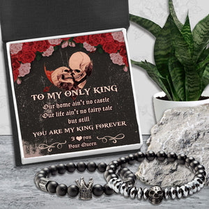 Couple Crown and Skull Bracelets - Skull - To My Only King - You Are My King Forever - Gbu26019