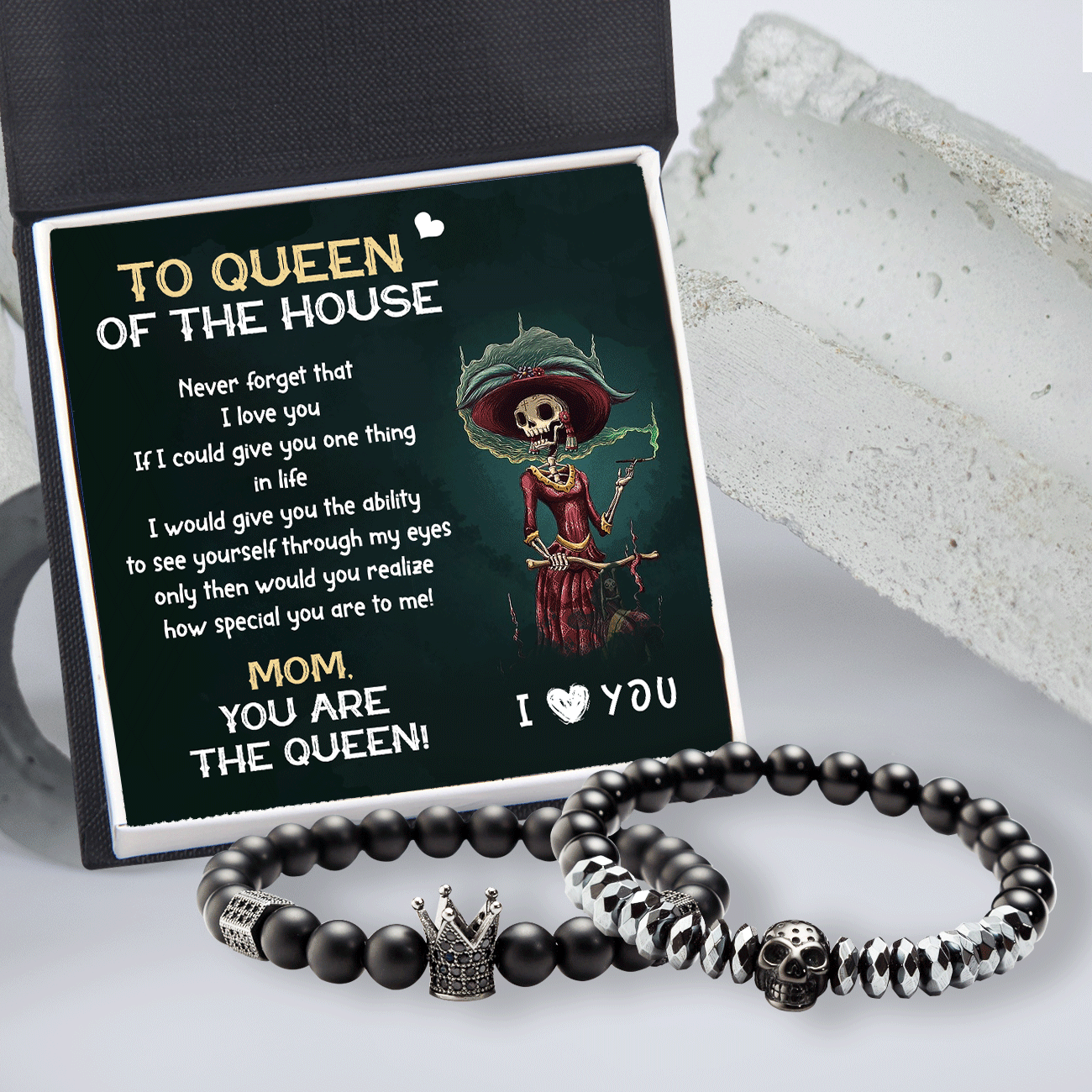 Couple Crown and Skull Bracelets - Skull - To Queen Of The House - How Special You Are To Me - Gbu19008