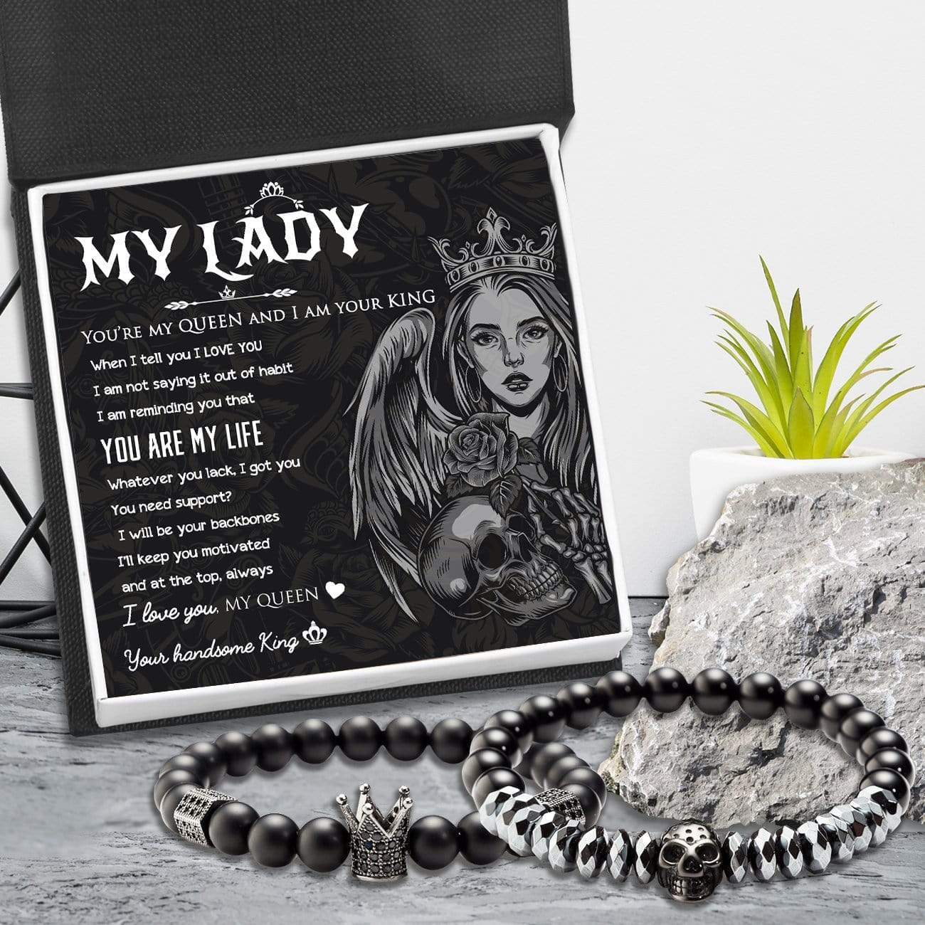 Couple Crown and Skull Bracelets - To My Lady - You Are My Life - Gbu13001
