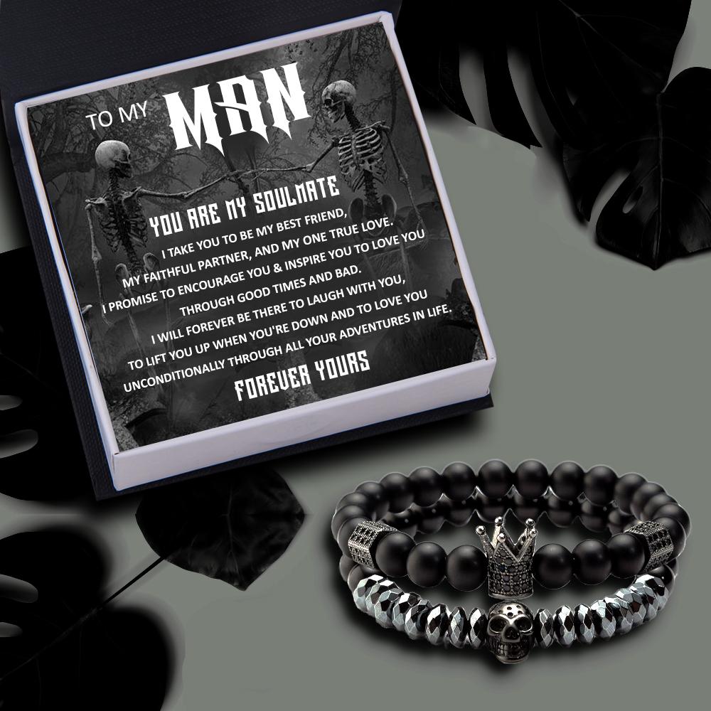 Couple Crown and Skull Bracelets - To My Man - You Are My Soulmate - Gbu26001