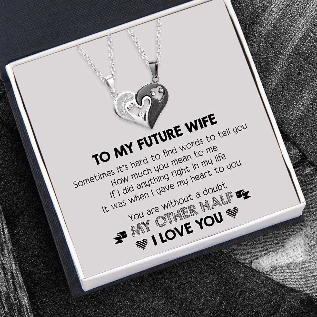 Couple Heart Necklaces - To My Future Wife - How Much You Mean To Me - Glt25003