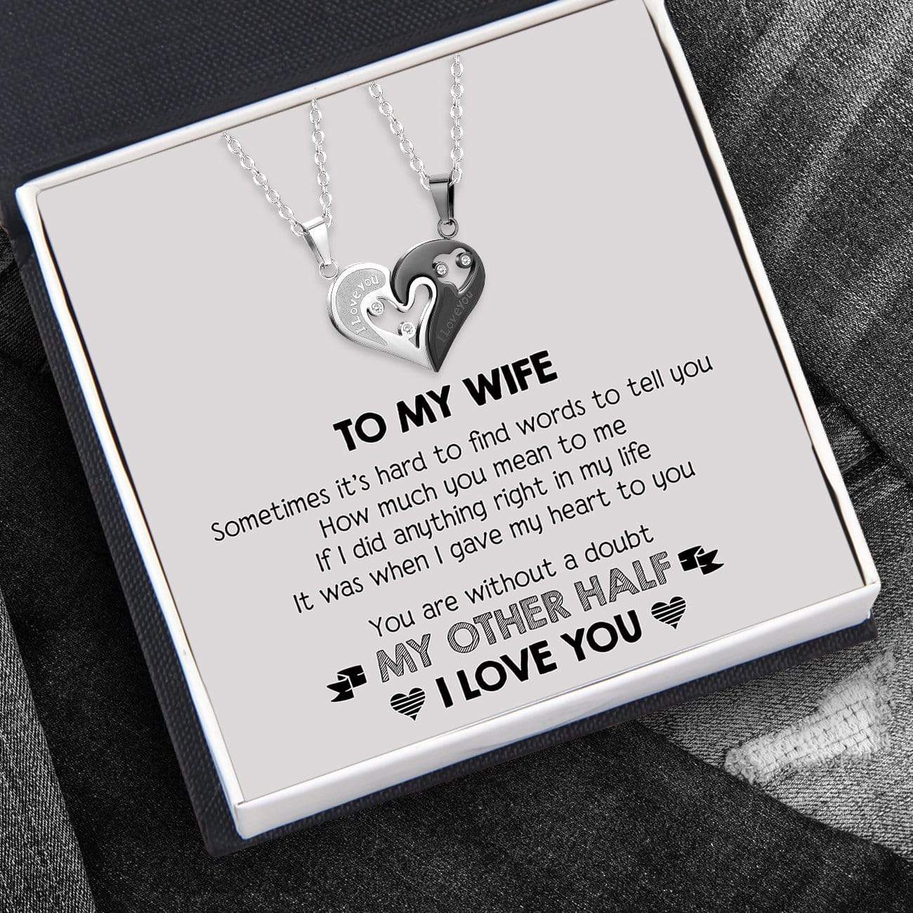 Couple Heart Necklaces - To My Wife - How Much You Mean To Me - Glt15003
