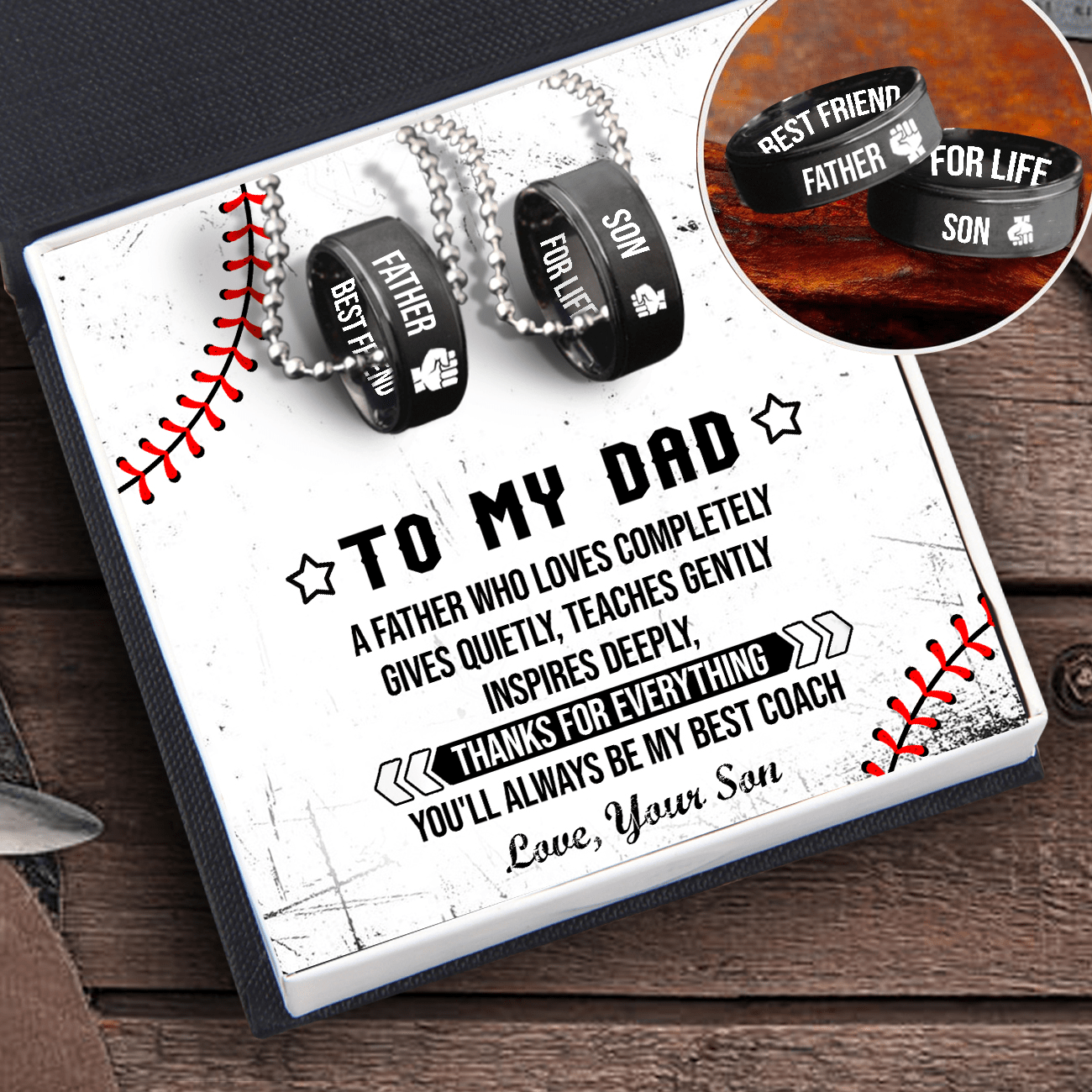 Couple Pendant Necklaces - Baseball - To My Dad - From Son - You'll Always Be My Best Coach - Gnw18002